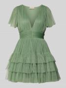 LACE & BEADS Cocktailkleid im Stufen-Look in Schilf, Größe L