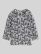Tom Tailor Relaxed Fit Bluse mit Allover-Muster in Dunkelblau, Größe 3...