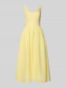 Bardot Midikleid aus Ramie Modell 'LAWRENCE SCOOP' in GELB, Größe 34