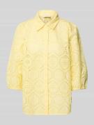 FREE/QUENT Regular Fit Bluse mit Lochstickerei Modell 'Agy' in Hellgel...