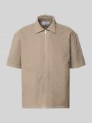 JAKE*S STUDIO MEN Regular Fit Freizeithemd mit Strukturmuster in Kitt,...