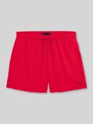 Tommy Hilfiger Regular Fit Badehose mit Logo Stitching in Rot, Größe L