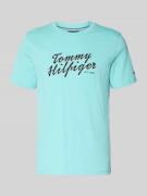 Tommy Hilfiger Regular Fit T-Shirt aus reiner Baumwolle in Tuerkis, Gr...