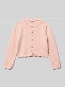 Steiff Strickjacke mit gerippten Abschlüssen in Rosa, Größe 104