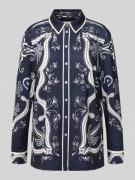 Oui Regular Fit Hemdbluse mit Manschetten in Dunkelblau, Größe 38