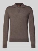 CRUNA Strickpolo aus reiner Wolle in Taupe, Größe 46