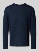 GABBA Regular Fit Strickpullover aus Leinen-Baumwoll-Mix in Marine, Gr...