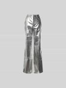 ROTATE Flared Kunstlederhose mit 5-Pocket-Design in Silber, Größe 34