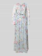 ADLYSH Abendkleid mit V-Ausschnitt und Raffungen in Hellblau, Größe L