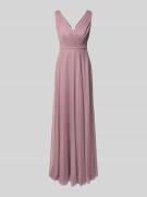 TROYDEN COLLECTION Abendkleid mit Glitzer-Mesh in Mauve, Größe 36