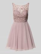 Laona Minikleid mit floralem Spitzenbesatz in Mauve, Größe 32