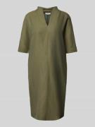 ETERNA Knielanges Kleid aus Baumwoll-Leinen-Mix mit Kelchkragen in Kha...