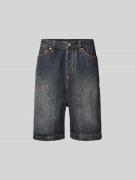 Evisu Loose Fit Jeansshorts mit Kontrastnähten in BLACK, Größe 36