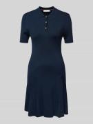 Tommy Hilfiger Knielanges Polokleid in Ripp-Optik in Marine, Größe L