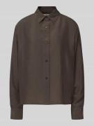 0039 Italy Hemdbluse mit Knopfleiste Modell 'ELSA' in Dunkelbraun, Grö...