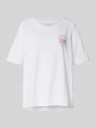 Milano Italy T-Shirt mit Statement-Stitching in Weiss, Größe S