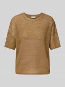 Milano Italy Strickshirt aus Leinen-Mix in Camel, Größe XS