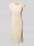 Tom Tailor Midikleid in Crinkle-Optik in Beige, Größe 38