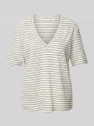 Lanius T-Shirt mit V-Ausschnitt in Ecru, Größe 34