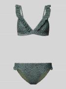 Shiwi Bikini-Set im Allover-Look mit Rüschen in Oliv, Größe 36