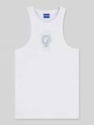 Hugo Blue Slim Fit Tanktop in Rippoptik in Weiss, Größe L