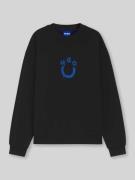 Hugo Blue Regular Fit Sweatshirt mit Happy Hugo Print in Black, Größe ...