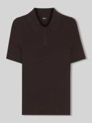 BOSS Slim Fit Poloshirt aus Rippstrick in Dunkelbraun, Größe L
