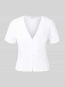 Jake*s Casual Slim Fit Bluse mit V-Ausschnitt in Weiss, Größe 34