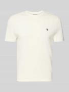 REVIEW Basic Slim Fit T-Shirt mit Flock-Logo auf der Brust in Offwhite...