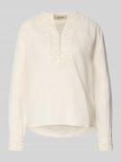 MOS MOSH Regular Fit Bluse mit V-Ausschnitt Modell 'Evanda' in Offwhit...