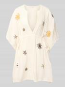 Jake*s Casual Minikleid mit V-Ausschnitt und Stitchings in Offwhite, G...