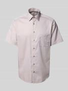 ETERNA Modern Fit Kurzarmhemd mit Knopfleiste in Sand, Größe 43