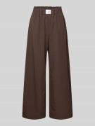 VILLA SOPHIE Wide Leg Hose aus Viskose-Mix Modell 'TOSCA' in Dunkelbra...