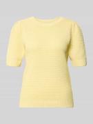 Vila Slim Fit T-Shirt in Strick-Optik Modell 'Vidalo' in Hellgelb, Grö...