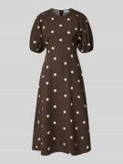 Jake*s Casual Midikleid aus Viskose-Mix im Allover-Look in Dunkelbraun...
