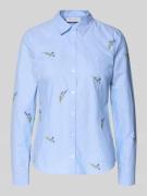 Christian Berg Woman Hemdbluse mit Motiv-Stitchings in Blau, Größe 34