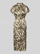 Apricot Hemdblusenkleid mit Brusttasche und Bindegürtel in Khaki, Größ...