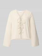 Vila Blusenshirt aus Viskose-Mix mit Schnürung in Taupe, Größe 34