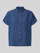 0039 Italy Leinenbluse mit Knopfleiste Modell 'DOLLY' in Marine, Größe...