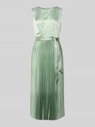 comma Midikleid mit Plisseefalten und Bindegürtel in Mint, Größe 40