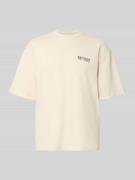 REVIEW T-Shirt mit Logo-Print und Rundhalsausschnitt in Ecru, Größe L