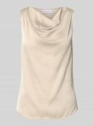 comma Blusentop mit Wasserfall-Ausschnitt in Sand, Größe 34