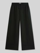 Tommy Hilfiger Wide Leg Hose aus reinem Leinen in BLACK, Größe L