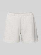 REVIEW Kurze Sweatshort mit Stickerei in Hellgrau Melange, Größe L