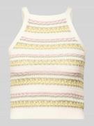 REVIEW Cropped Stricktop in Jacquard-Strick in Weiss, Größe L