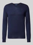 Polo Ralph Lauren Wollpullover mit Logo-Stitching in Marine, Größe XL