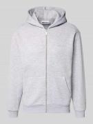 REVIEW Sweatjacke mit Känguru-Tasche in Hellgrau Melange, Größe L