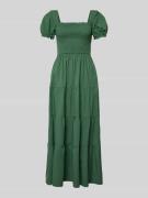 Apricot Maxikleid mit Smok-Details und Karree-Ausschnitt in Gruen, Grö...