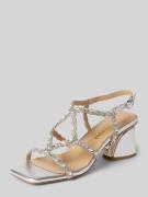ALMA EN PENA Sandalette mit Ziersteinbesatz und Blockabsatz in Silber,...