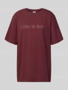 OH APRIL Oversized T-Shirt mit Statement-Print in Aubergine, Größe L